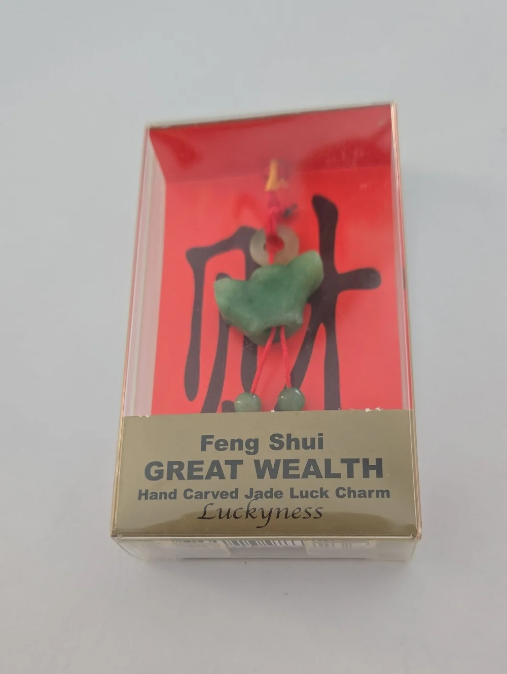 Feng Shui Great Wealth Hand Carved Jade Luck Charm Chinese Ingot NIB 2.5
